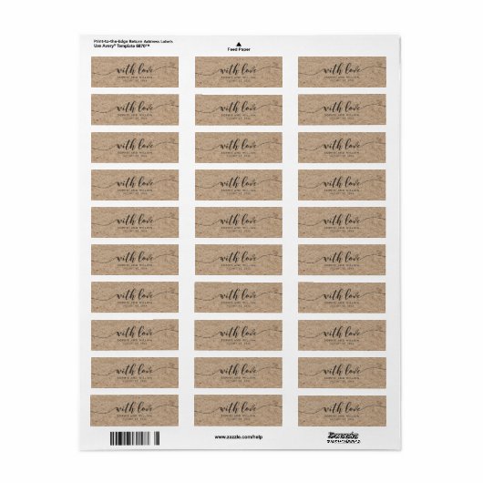 Rustiek Faux Kraft Script Met Liefde Bruiloft Favo Etiket (Full Sheet)