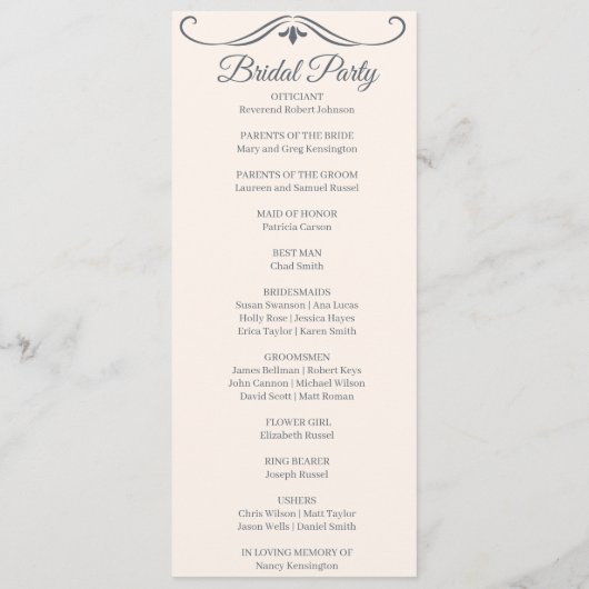 Rustiek filigraan bruiloft programma (Achterkant)