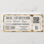 Rustiek Film Ticket met RSVP QR Code Kaart (Voorkant)