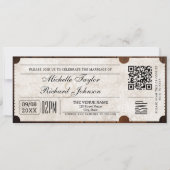 Rustiek  Film Ticket met RSVP QR Code Kaart (Voorkant)