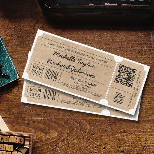 Rustiek  Film Ticket met RSVP QR Code Kaart