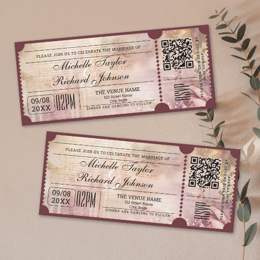 Rustiek  Film Ticket met RSVP QR Code Kaart