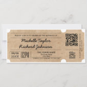 Rustiek  Film Ticket met RSVP QR Code Kaart (Voorkant)