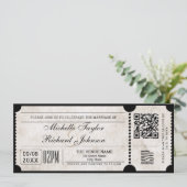 Rustiek  Film Ticket met RSVP QR Code Kaart (Staand voorkant)