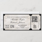 Rustiek  Film Ticket met RSVP QR Code Kaart (Voorkant)