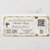 Rustiek  Film Ticket met RSVP QR Code Kaart (Voorkant)