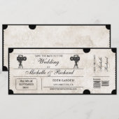 rustiek filmticket Save the Date Kaart (Voorkant / Achterkant)