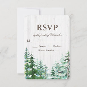 Rustiek Fir Tree Bruiloft RSVP