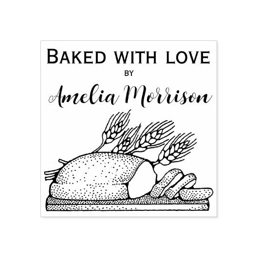 Rustiek Gebakken met Liefde Brood Custom Rubberstempel (Afrduk)