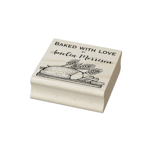 Rustiek Gebakken met Liefde  Brood Custom Rubberstempel (Stempel)
