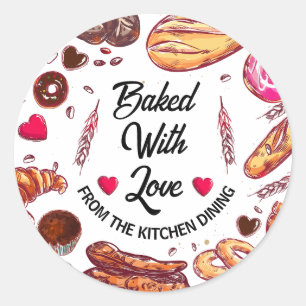 Rustiek gebakken met liefde uit de keuken dineren ronde sticker