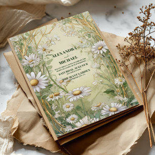 Rustiek Gebied van Daisies Bruiloft Kaart
