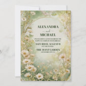 Rustiek Gebied van Daisies Bruiloft Kaart (Voorkant)