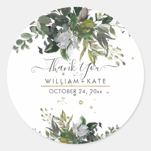 Rustiek gebladerte blauwe gom eucalyptus dank u ronde sticker (Voorkant)