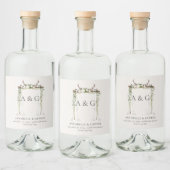 Rustiek gebladerte wit bloemenstadium bladerdak br likeurfles etiket (Flessen)