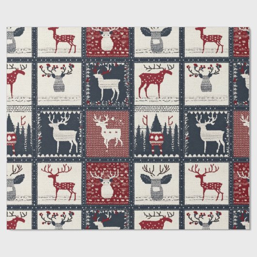 Rustiek gebreid patchwork patroon | Noords Cadeaupapier (Vlak)