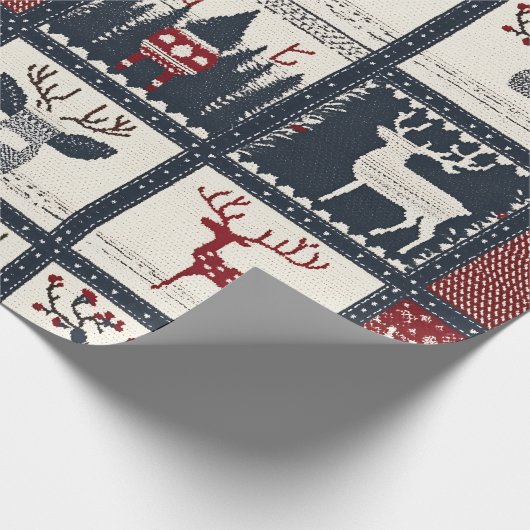 Rustiek gebreid patchwork patroon | Noords Cadeaupapier (Hoek)
