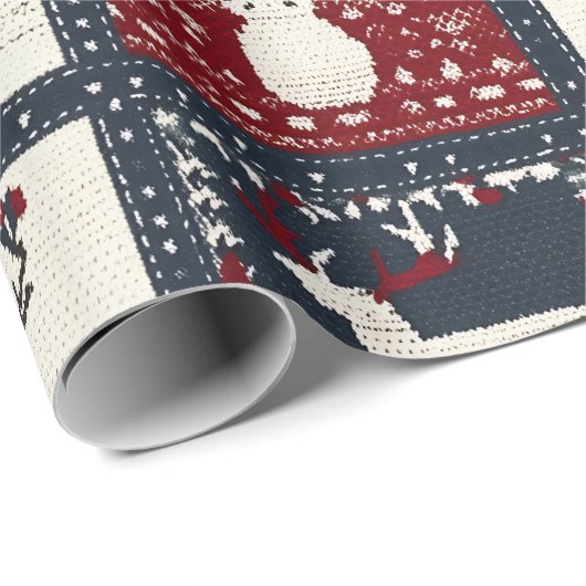 Rustiek gebreid patchwork patroon | Noords Cadeaupapier (Rol Hoek)