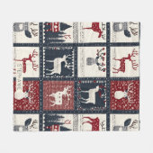 Rustiek gebreid patchwork patroon | Noords Fleece Deken (Voorkant (Horizontaal))