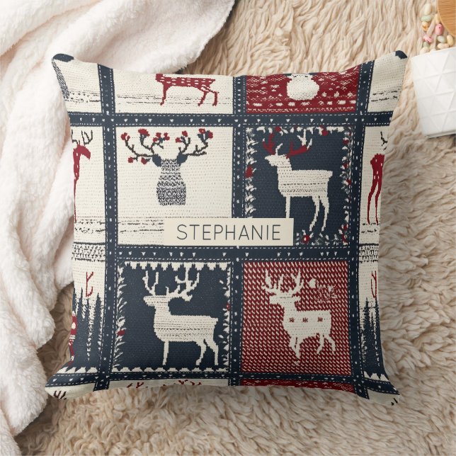 Rustiek gebreid patchwork patroon | Noords Kussen (Deken)