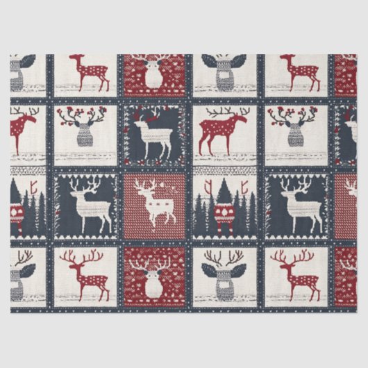 Rustiek gebreid patchwork patroon | Noords Tissuepapier (Voorkant)