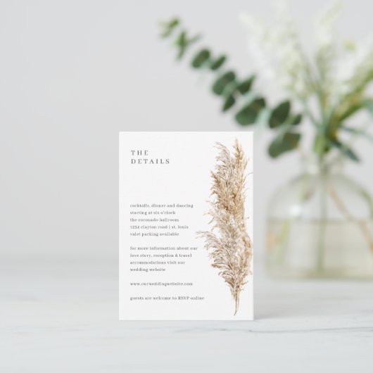 Rustiek gedroogd gras Pampas Details Informatiekaartje (Staand voorkant)