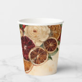 Rustiek gedroogd Sinaasappel en fruitkerst Papieren Bekers (Voorkant)