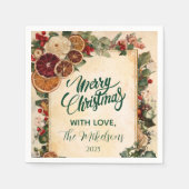 Rustiek gedroogd Sinaasappel en fruitkerst Servet (Voorkant)