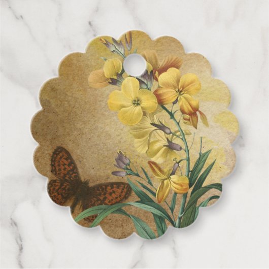 Rustiek Geel Bloemen  Bedankjes Labels (Voorkant)