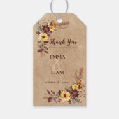 Rustiek Geel & Bourgondische Herfst Bloemen Huweli Cadeaulabel (Voorkant)