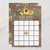 Rustiek Geel Zonnebloem BINGO Baby shower spel Kaart (Voorkant / Achterkant)