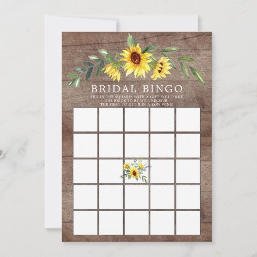 Rustiek Geel Zonnebloem BINGO Vrijgezellenfeest Ga Kaart (Voorkant)