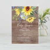 Rustiek Geel Zonnebloem Bloemen Baby shower Kaart (Staand voorkant)