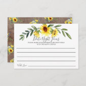 Rustiek Geel Zonnebloem Datum Nacht Ideeën Kaart (Voorkant / Achterkant)