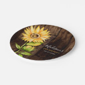 Rustiek Geel Zonnebloem Verjaardagsfeest Papieren Bordje (Gekanteld)
