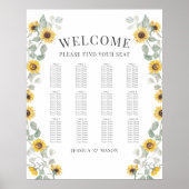 Rustiek Geel Zonnebloemen Trouwstoel Grafiek Poster (Voorkant)