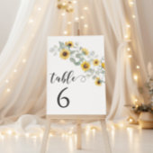 Rustiek Geel Zonnebloemen Trouwtafel Nummers Kaart