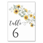 Rustiek Geel Zonnebloemen Trouwtafel Nummers Kaart (Voorkant)