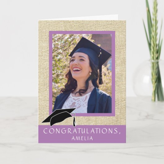 Rustiek Gefeliciteerd Foto Afstuderen Kaart (Voorkant)