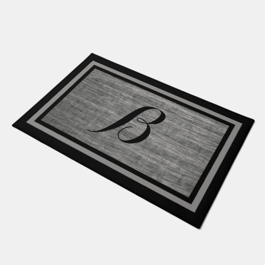 Rustiek Gekrast Staal Custom Monogram Design Deurmat (Schuin)
