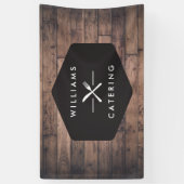 Rustiek gekruiste vorkmes Logo Catering Spandoek (Verticaal)