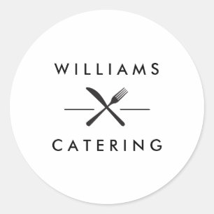 Rustiek gekruiste vorkmes Logo op wit Ronde Sticker