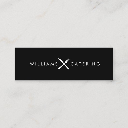 Rustiek gekruiste vorkmes Logo zwart Mini Visitekaartje (Voorkant)