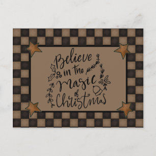 Rustiek Geloof In De Magie Van Het Kerstscript Feestdagenkaart