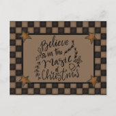 Rustiek Geloof In De Magie Van Het Kerstscript Feestdagenkaart (Voorkant)