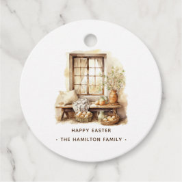 Rustiek Gelukkig Pasen Gepersonaliseerde familiena Bedankjes Labels