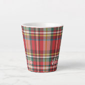 Rustiek geruit gepersonaliseerd script kerst latte mok (Voorkant)