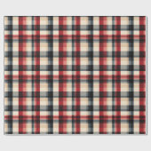 Rustiek geruit in grijs rood tan ivoor cadeaupapier (Vlak)