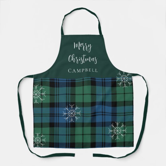 Rustiek geruite sneeuwvlokken Green Campbell Tarta Schort (Voorkant)