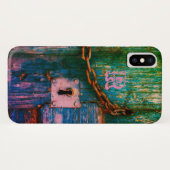 Rustiek geschilderd hout sleutelgat ketting blauw  Case-Mate iPhone case (Achterkant (horizontaal))